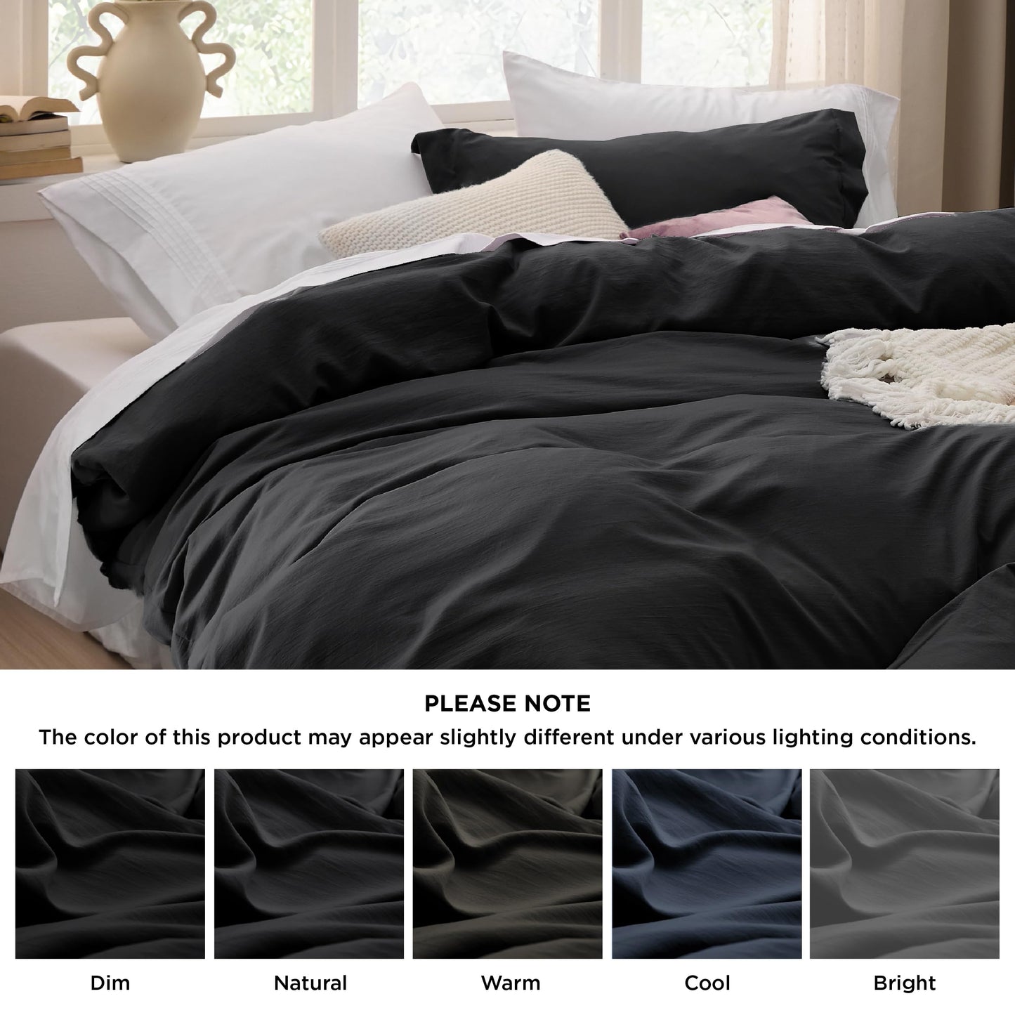 Bedsure Black Twin Duvet Cover Set - Soft Prewashed Duvet Cover Twin Size, 2 Pieces, 1 Duvet Cover 68x90 Inches with Zipper Closure and 1 Pillow Sham, Comforter Not Included