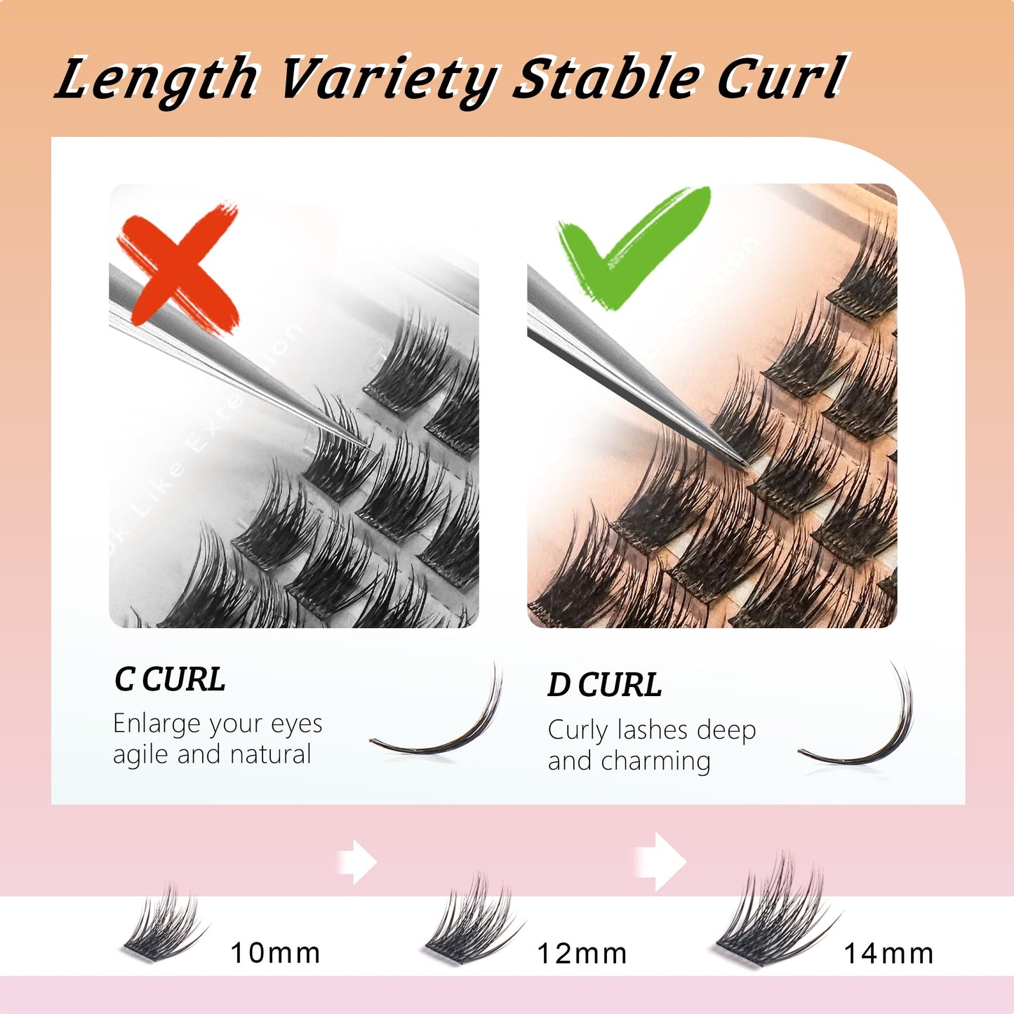 LA MAESII Lash Clusters, Volume Cluster Lashes DIY Eyelash Extensions, Wispy Individual Lashes False Eyelashes Clusters, Soft & Thin Band Reusable 10-12-14mm (Volume-C)