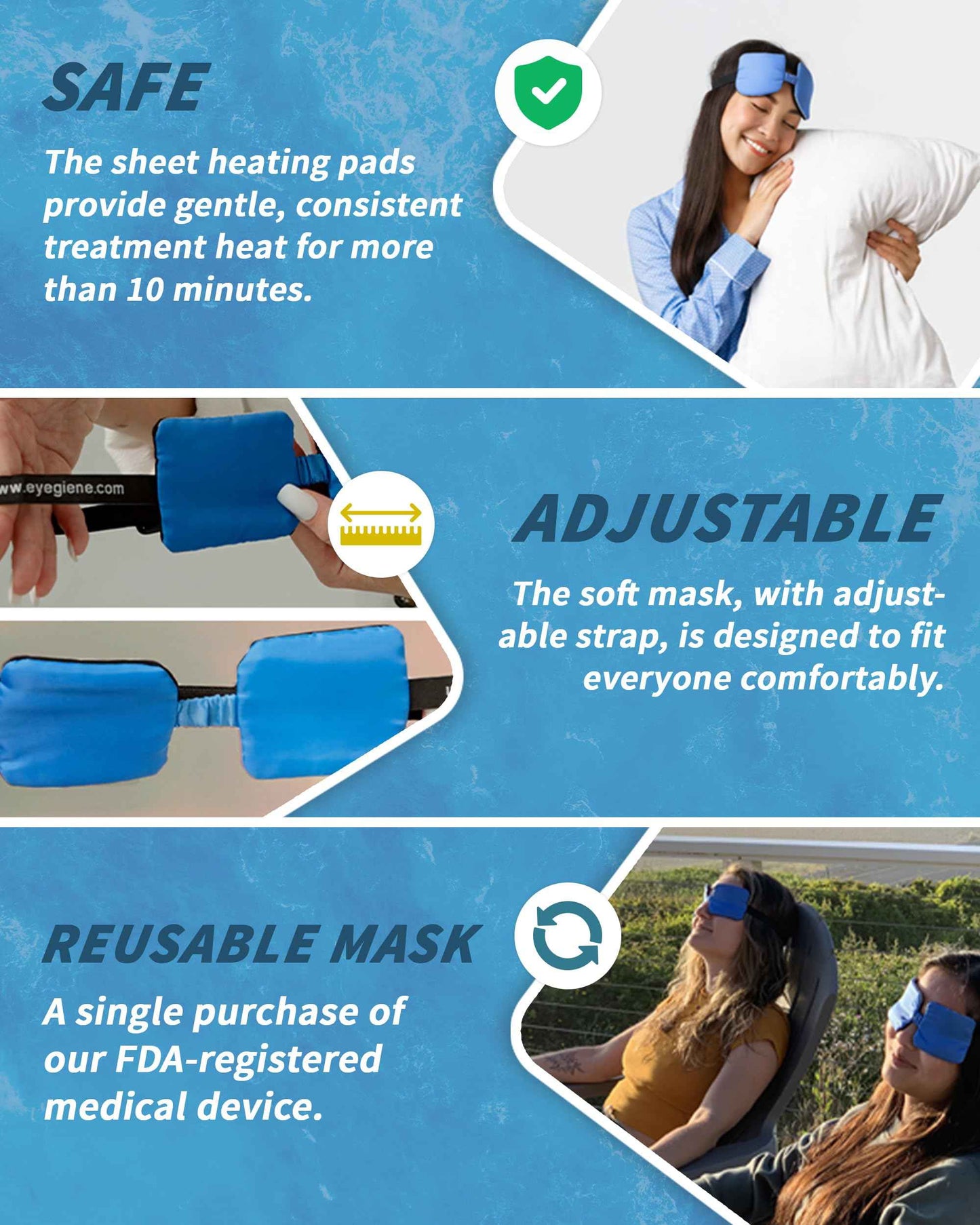 EyeGiene Insta-Warmth Eye Mask - Portable Self Heating Masks for Dry Eyes -Multi-Use Heat Treatment for Dryness, Fatigue, Styes, Blepharitis - Steam Eye Mask - Warm Compresses for Dry Eyes (1 Eyemask)