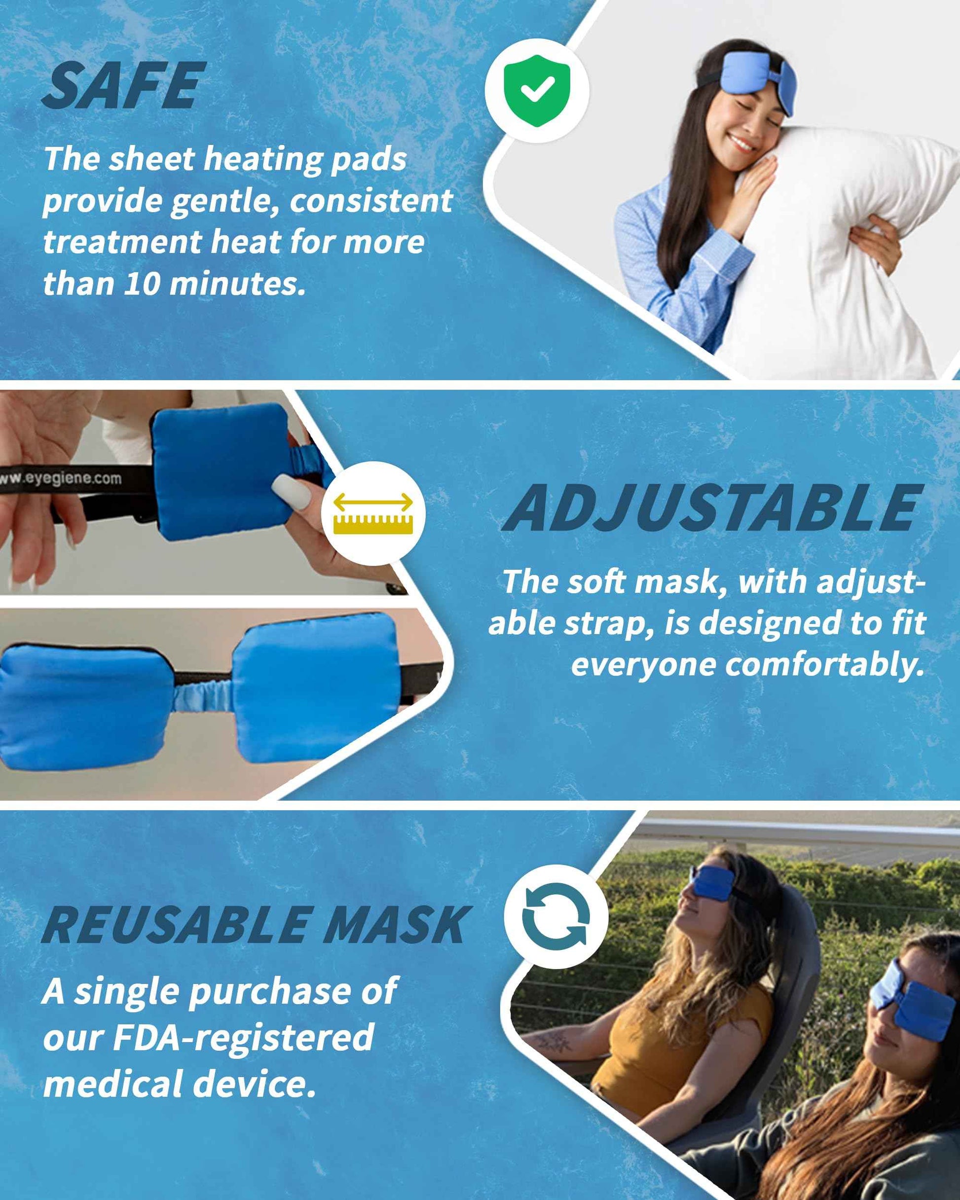 EyeGiene Insta-Warmth Eye Mask - Portable Self Heating Masks for Dry Eyes -Multi-Use Heat Treatment for Dryness, Fatigue, Styes, Blepharitis - Steam Eye Mask - Warm Compresses for Dry Eyes (1 Eyemask)