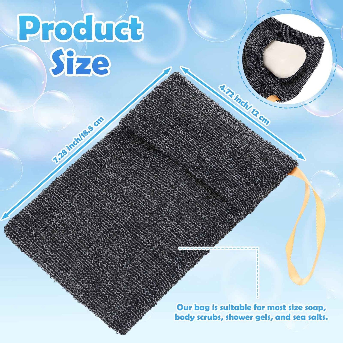 Talltalk 24 Pcs Soap Bar Bag Exfoliating Soap Saver Loofah Pouch for Body Scrubber Shower Sponge Gray Mesh Bar Foam Lather Pouch for Women Men Bath Shower Travel Home