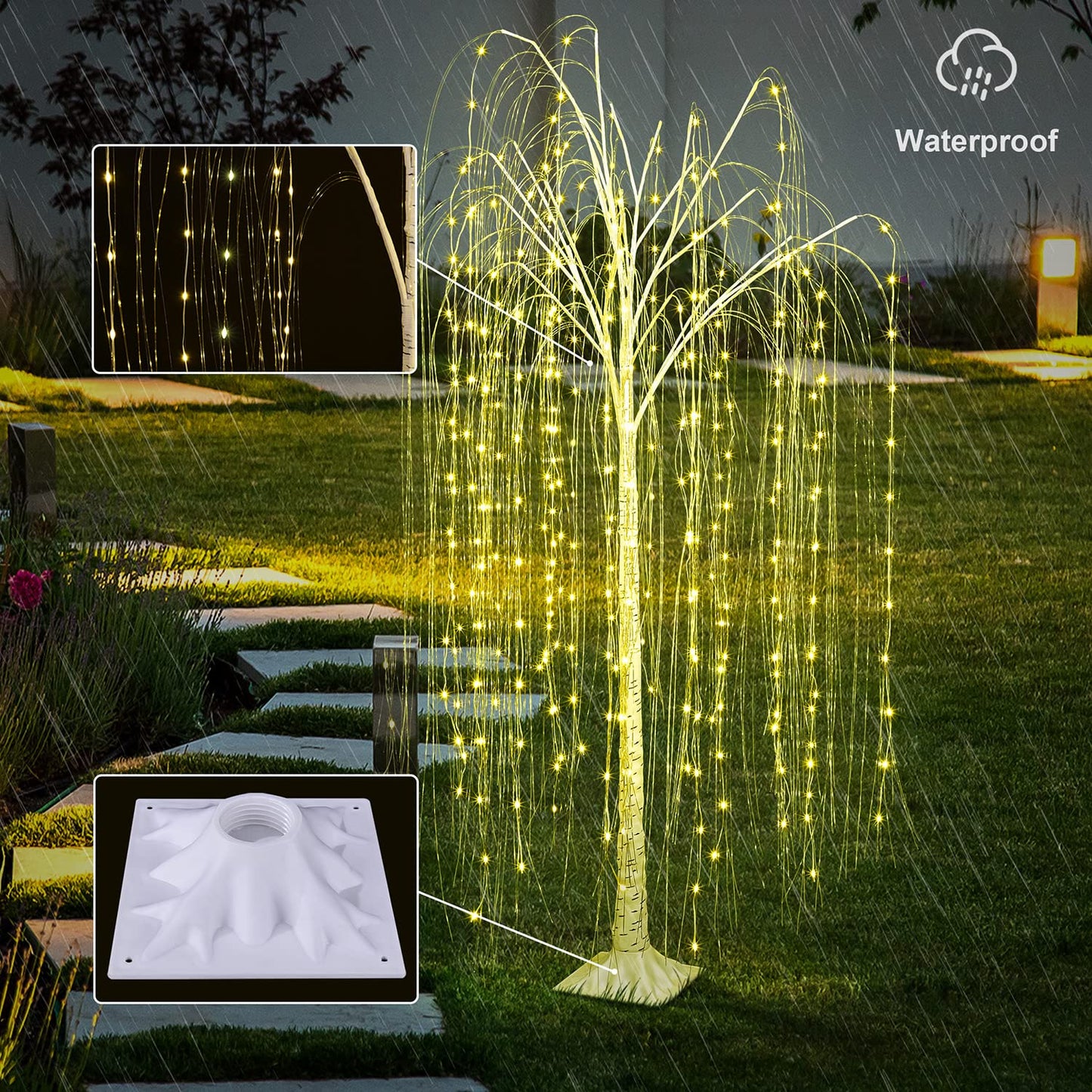 Lighted Tree 6FT 288 LED Artificial Willow Tree for Decoration Inside and Outside, Home Patio Wedding Festival Christmas Decor, Warm White