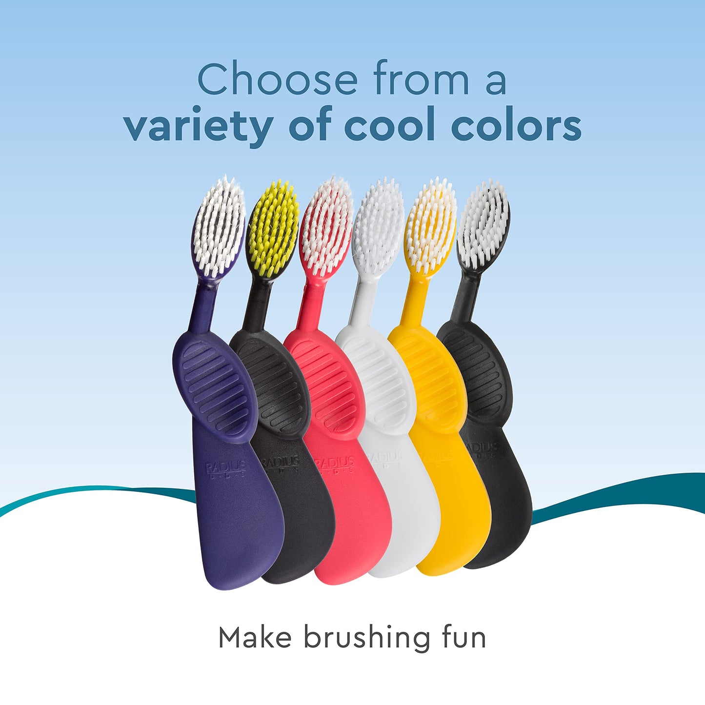 RADIUS Flex Brush with Soft Bristles Toothbrush BPA Free & ADA Accepted Designed to Improve Gum Health & Reduce Issues - Left Hand - Purple/Watermelon/White - Pack of 3