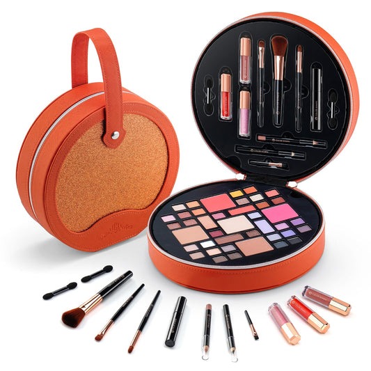 Color Nymph All In One Makeup Kit For Teens With Portable Cosmetics Bag, Multiple Makeups For Begginers As Christmas,New Year,Birthday Gift Included 38-Colors Eyeshadows Lipglosses Brushes(Orange)