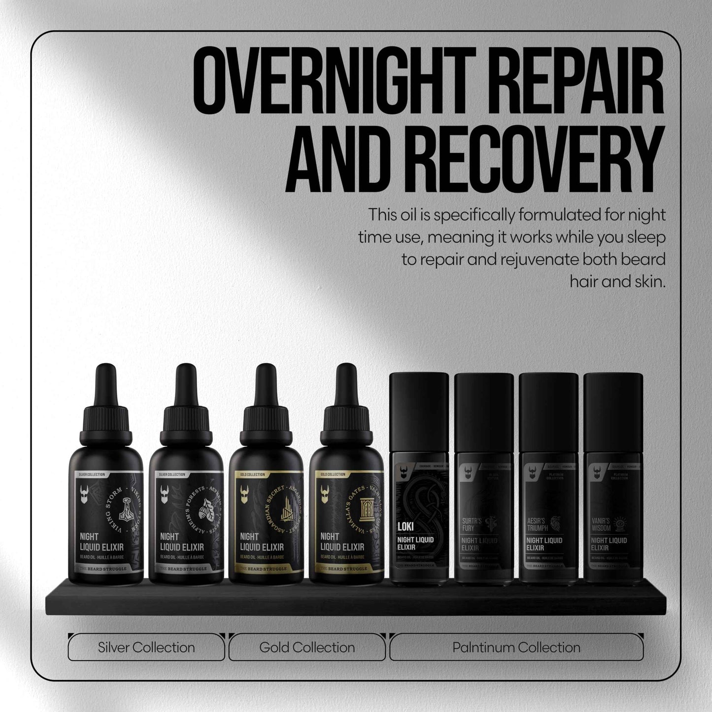 The Beard Struggle - Beard Growth Oil - Valhalla's Gates, Gold Collection (1 Fl oz) - Night Liquid Elixir - Beard Oil for Men - Softens, Moisturizing, & Healthier Beard Growth