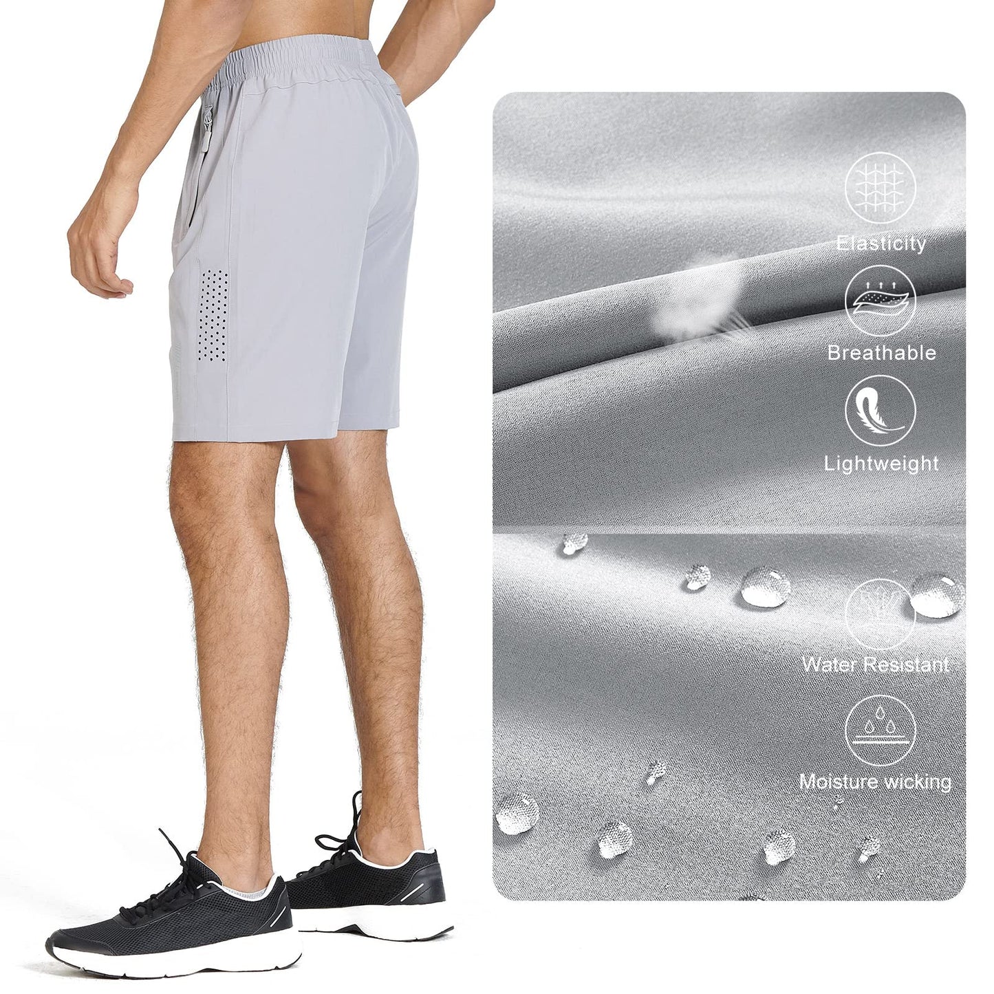 NORTHYARD Men's Athletic Running Shorts Quick Dry Workout Shorts 7"/ 5"/ 9" Lightweight Sports Gym Basketball Shorts Hiking Exercise Grey XS