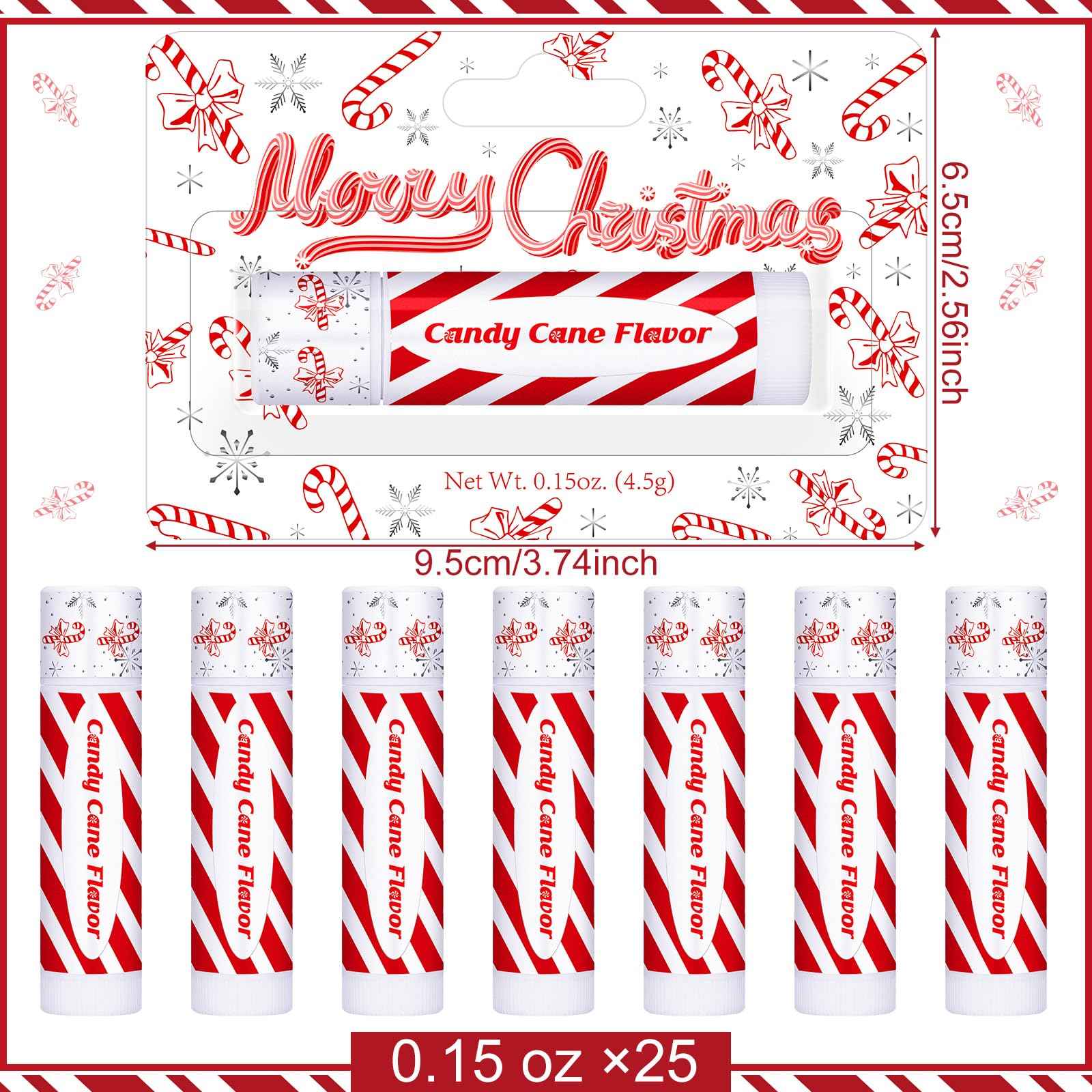 Sacubee 25 Pack Christmas Peppermint Flavor Lip Balms Gifts Bulk Christmas Party Stocking Stuffers Small Thank You Appreciation Gifts for Women Men Staff Coworkers Employee Homeless