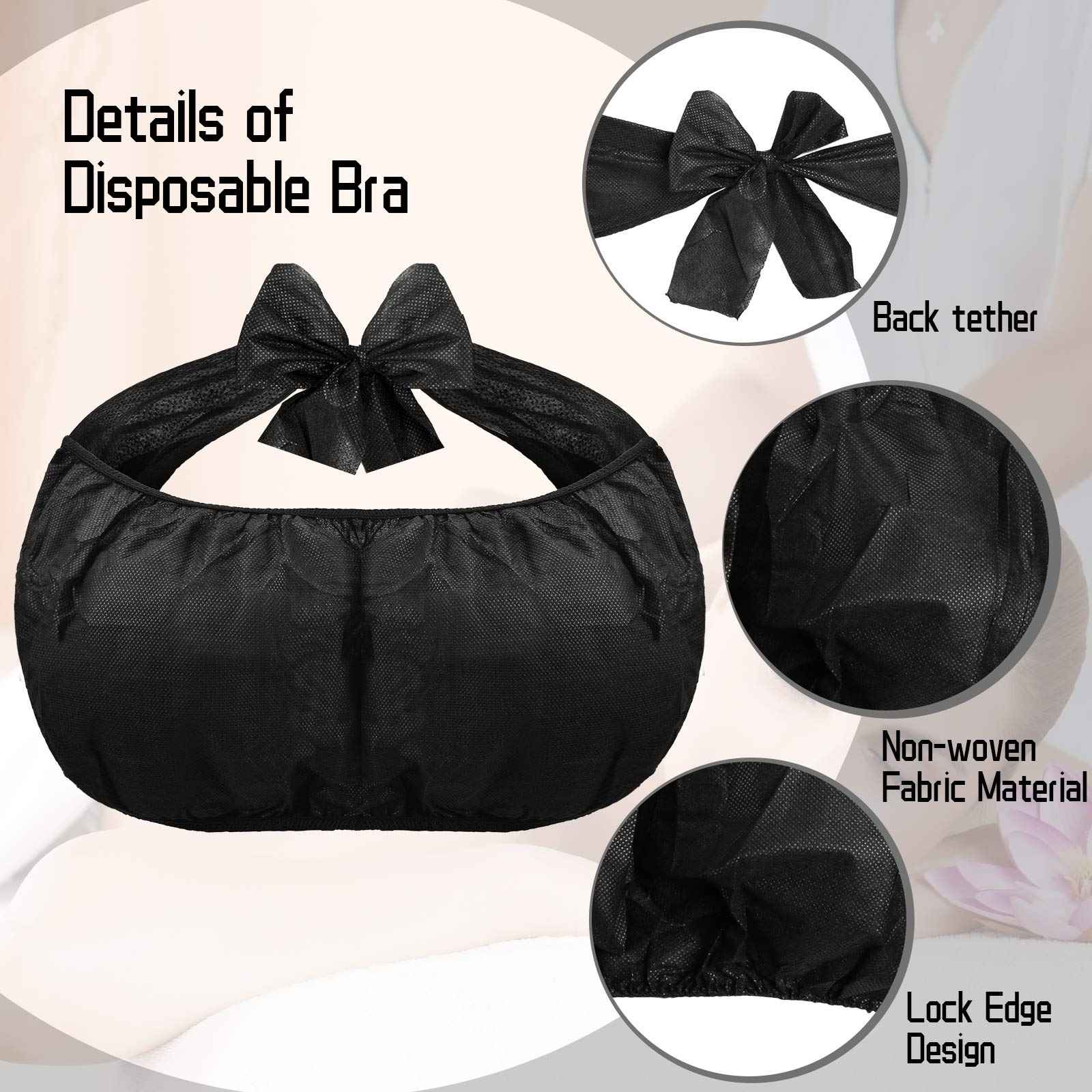 50 Pieces Disposable Bras for Spa Black Disposable Towel Bra Women's Sunless Spray Tanning Disposable Bras Top Underwear Brassieres Nonwoven