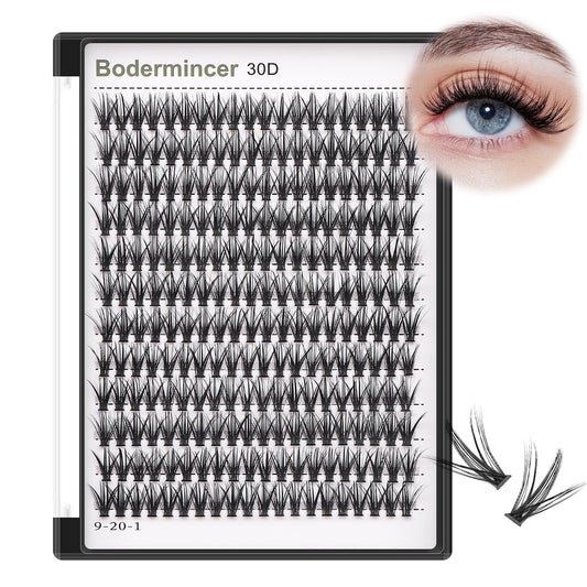 Bodermincer Lash Cluster D Curl 8-20mm To Choose Lash Clusters Natural 7D.10D.12D.15D.20D.30D.40D.50D.60D.80D.100D Cluster Eyelash Extensions Individual Lashes Cluster Wispy (30D-D Curl-9mm)