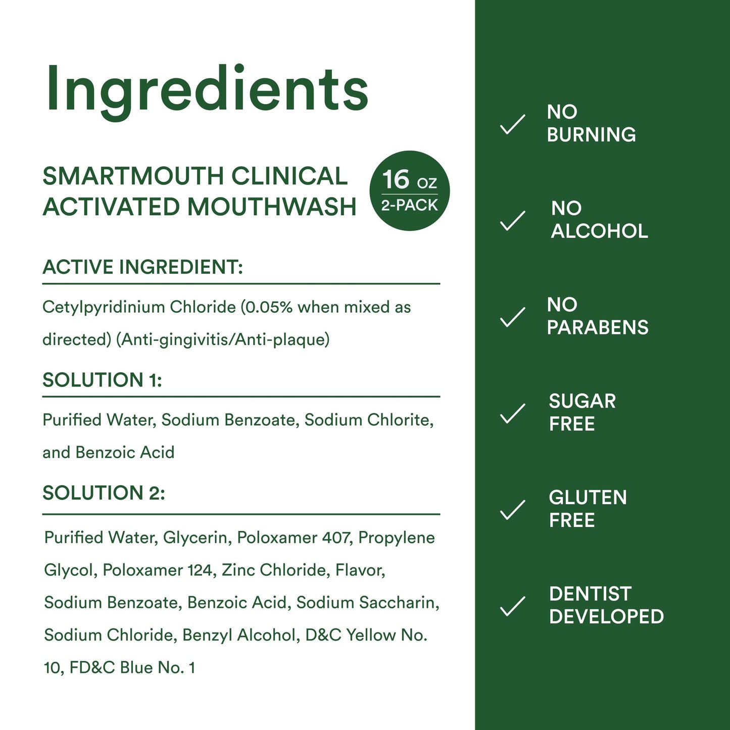 SmartMouth DDS Activated Clinical Mouthwash - Adult Mouthwash for Fresh Breath - for Gum Health, Gingivitis & More - Clean Mint Flavor, 16 fl oz (2 Pack)