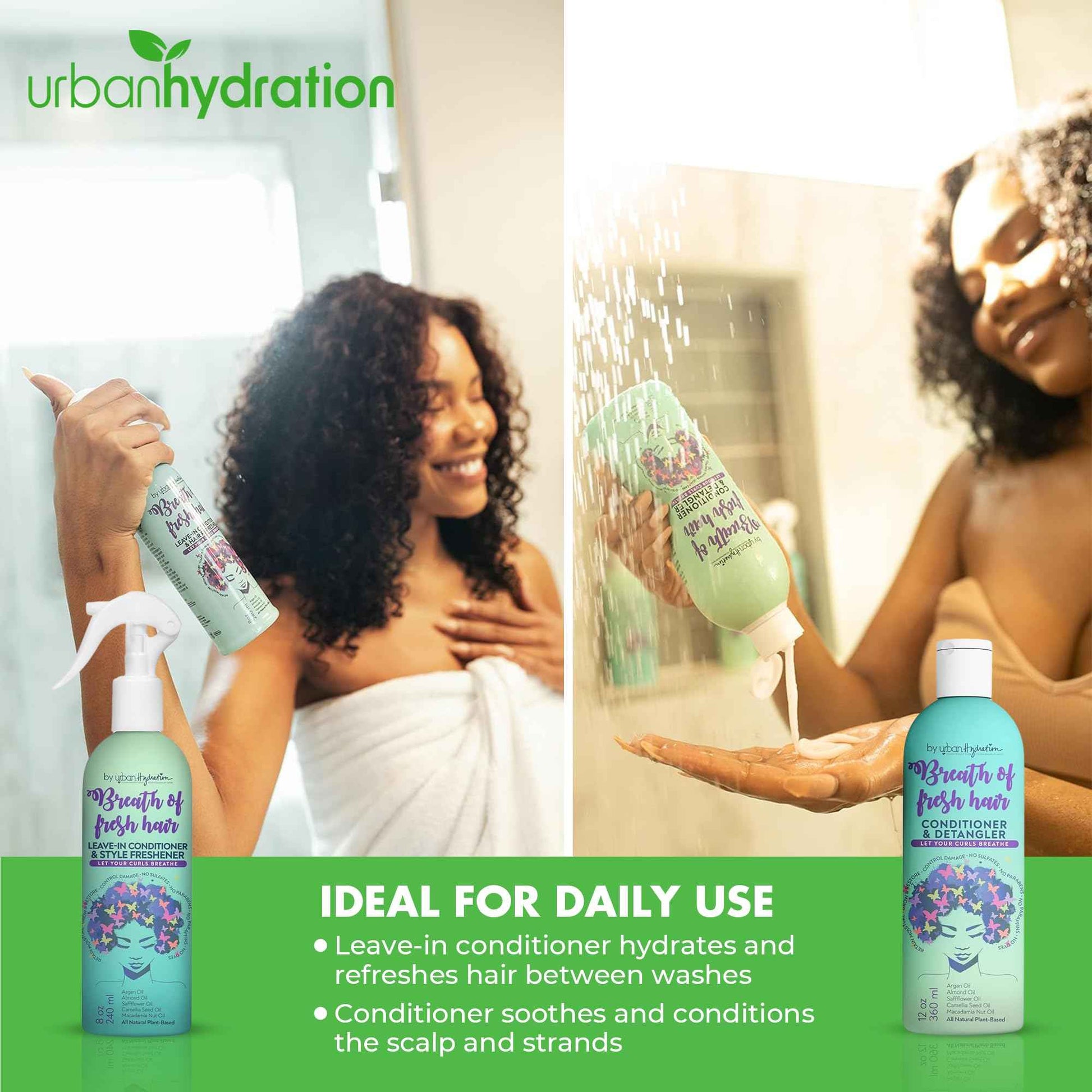 Urban Hydration Breath of Fresh 4 Piece Kit | Prevents Breakage, Tames Frizz, Softens Curly/Coily Hair