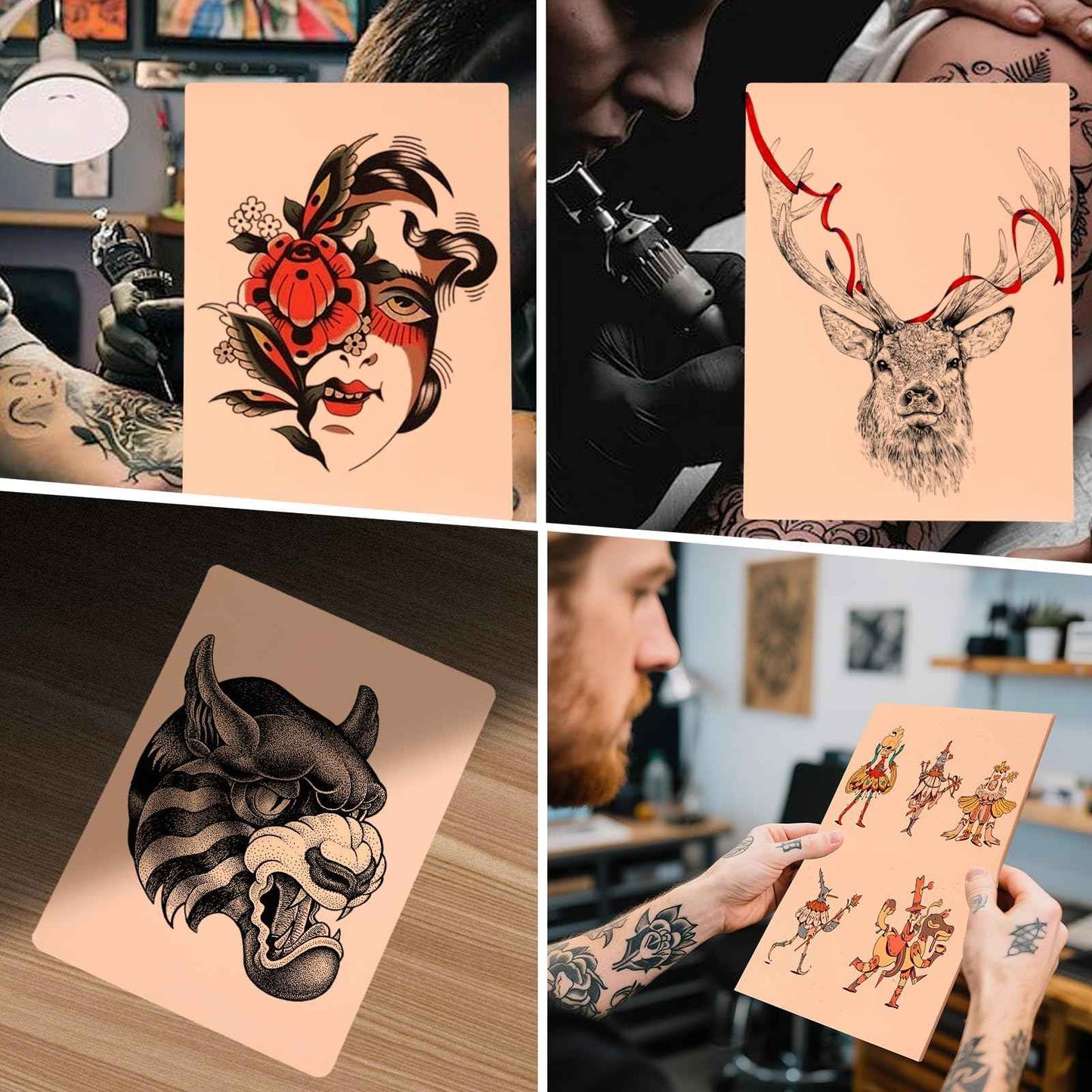 TUXIYA 50pcs Blank Tattoo Skin, Double Sided Blank Tattoo Practice Skins, 7.5x5.7in Fake Skin, for Tattooing and Eyebrow Practice – Suitable for Beginners and Experienced Artists