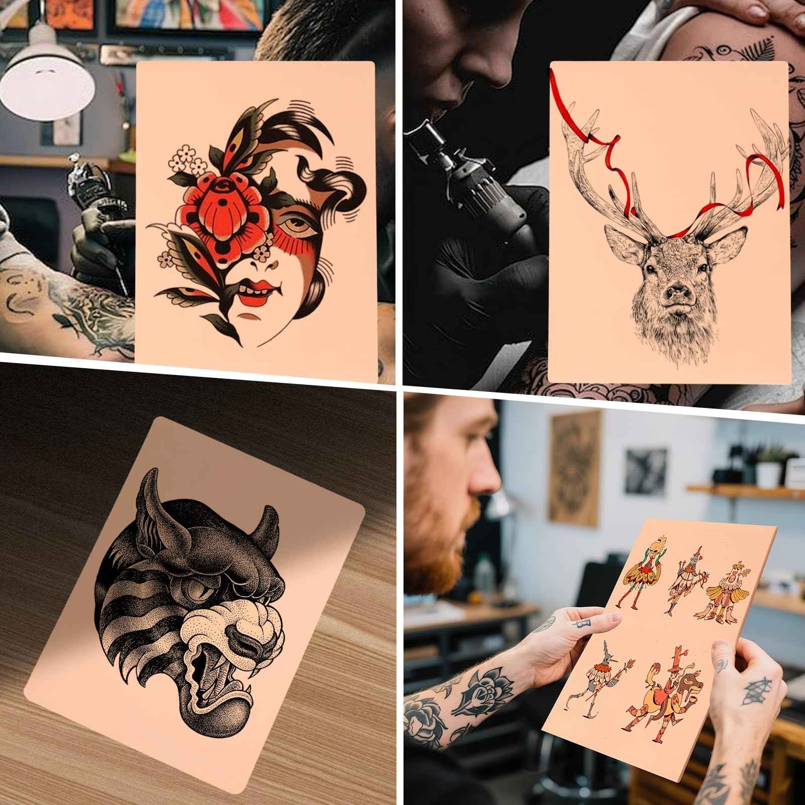 TUXIYA 50pcs Blank Tattoo Skin, Double Sided Blank Tattoo Practice Skins, 7.5x5.7in Fake Skin, for Tattooing and Eyebrow Practice – Suitable for Beginners and Experienced Artists