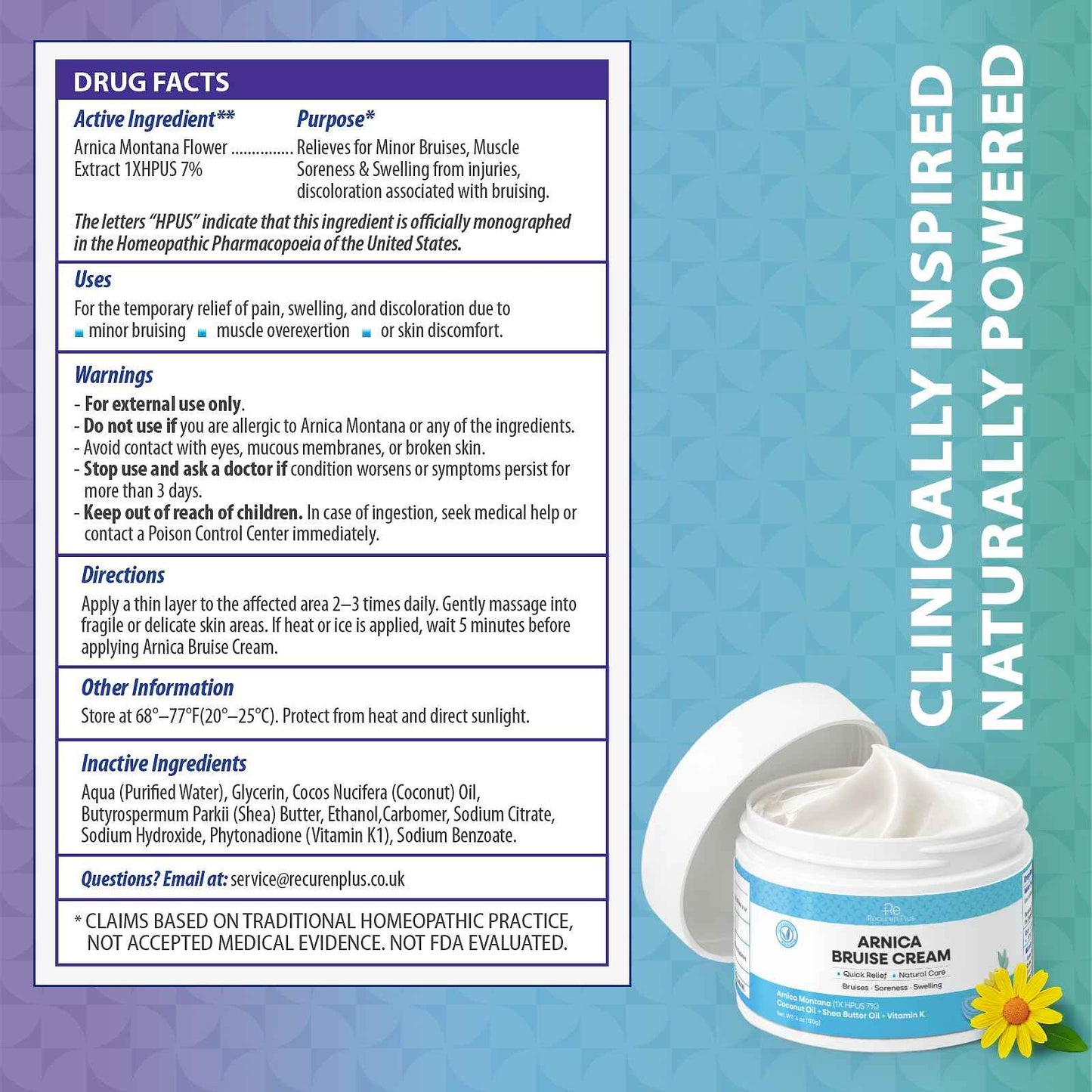 Arnica Bruise Cream Extra Strength: Rapid Relief for Bruising Swelling Soreness Pain on Thin Skin - Potent Arnica Montana with Vitamin K Coconut Shea Butter - Face & Body