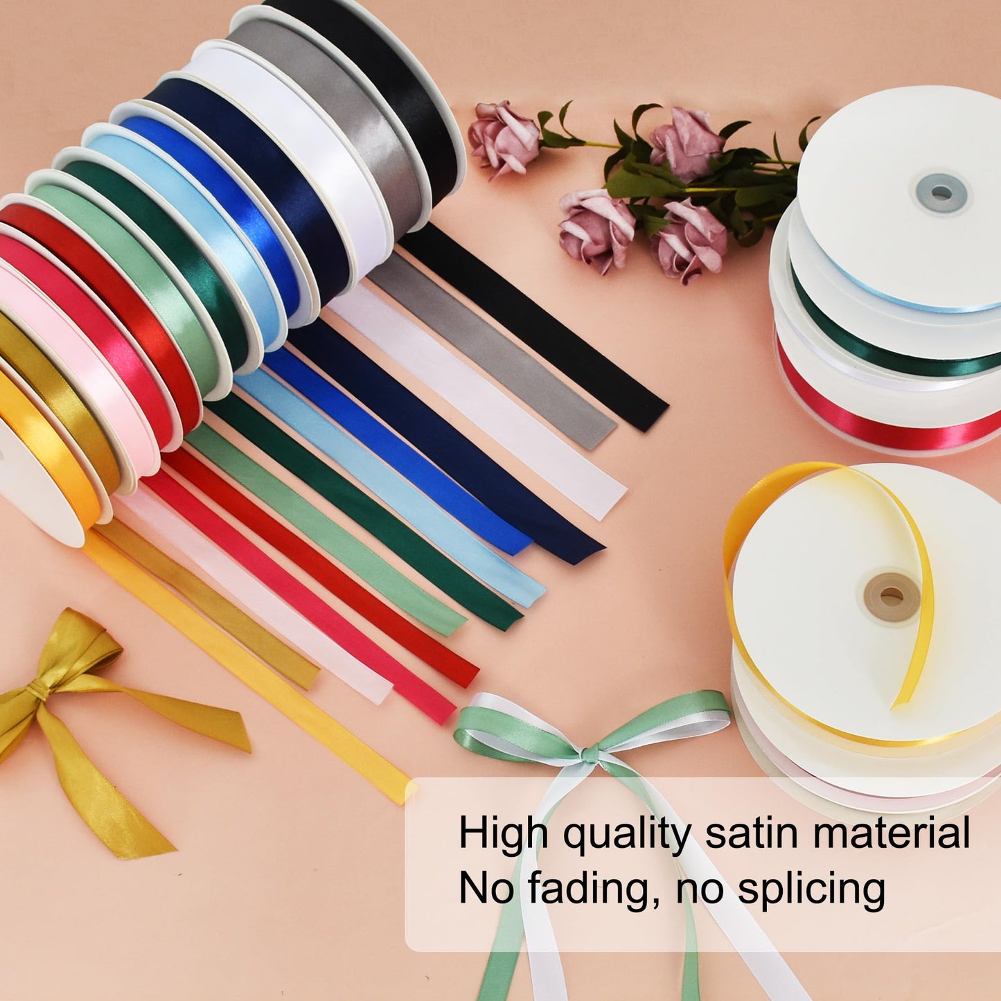 TONIFUL 1/2 Inch x 100yds Sage Satin Ribbon Thin Solid Fabric Ribbons for Invitation Gift Wrapping, Bows Craft Making, Floral Bouquets, Valentine's Day Wedding Party Decoration