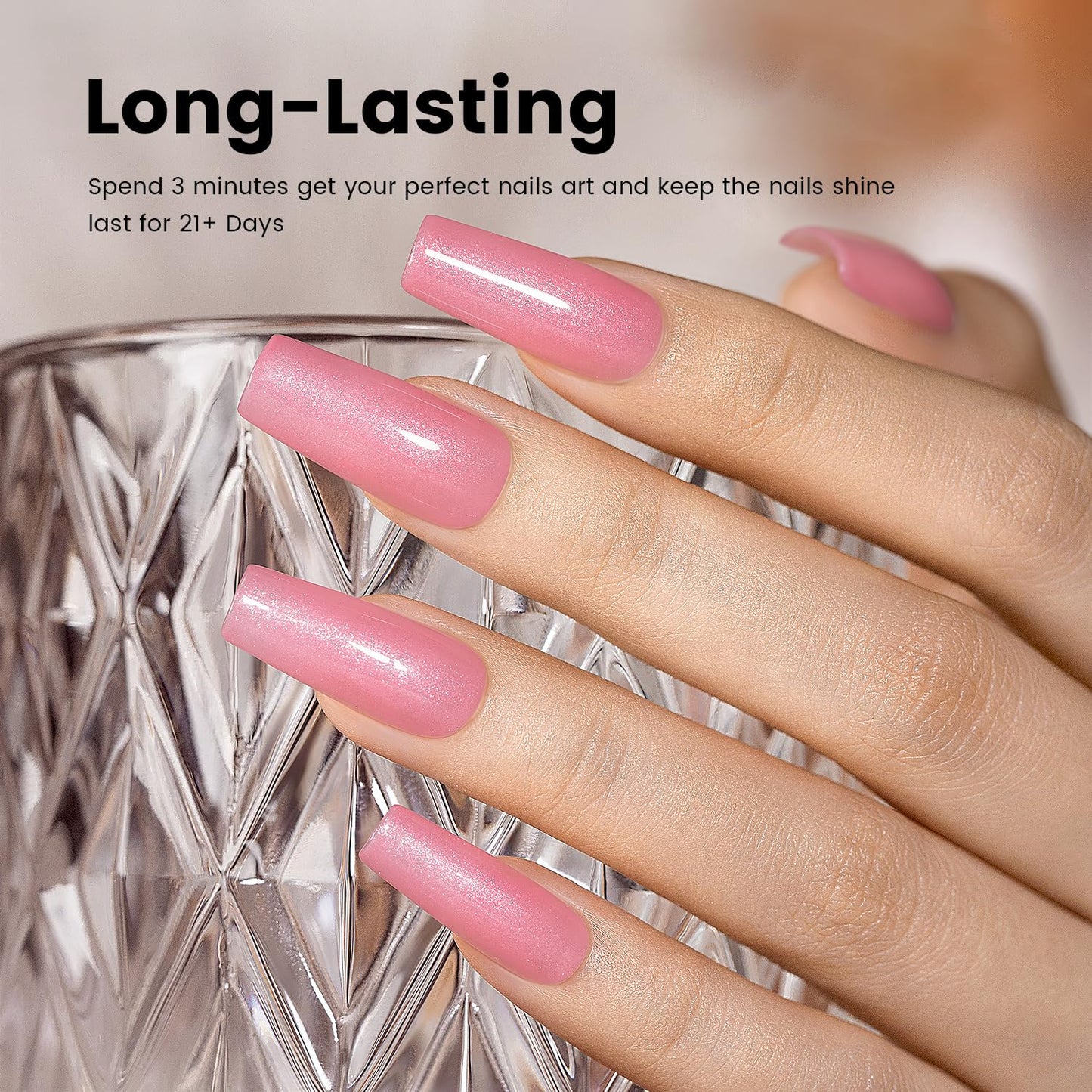 RARJSM Nude Flamingo Pink Gel Nail Polish Natural Pink Pearl Silver Glitter Clear Sheer Gel Polish 15ml UV LED Soak Off Transparent Shimmer Color Home Salon French Manicure Varnish Curing Requires