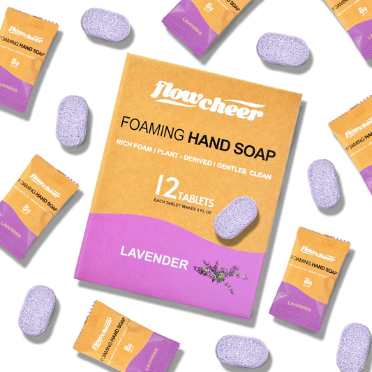 flowcheer Foaming Hand Soap Tablet Refills-12 pack Hand Wash Tablets-Make 96 FL OZ of Liquid-Natural Lavender Fragrance Soap Refills Tablets for Using With Foaming Dispenser(Not Included) Only