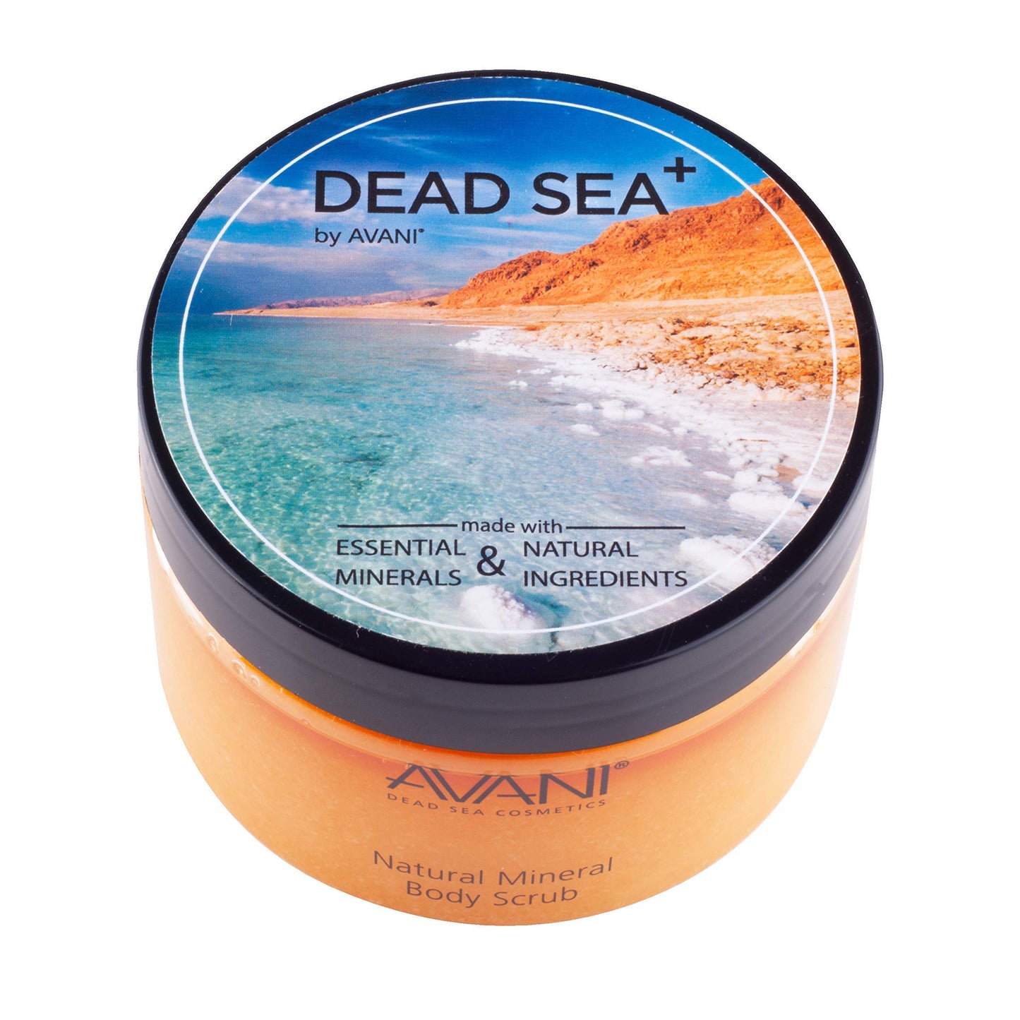 Avani Natural Mineral Body Scrub - Dead Sea Salt, Vitamin E, Jojoba, Sunflower, Sweet Almond - Exfoliating Formula for All Skin Types - Milk/Honey