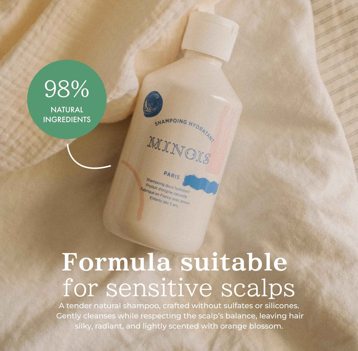 MINOIS PARIS Gentle Kids Shampoo with Aloe Vera & Orange Blossom | Natural Non Toxic Shampoo for Toddler & Children | Hydrating Organic Hair Care | Made in France 300ml