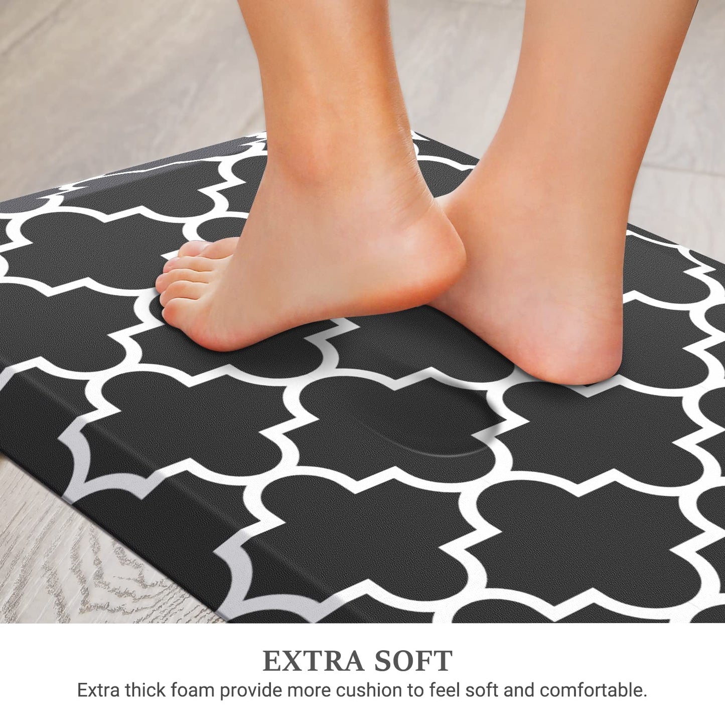 WISELIFE Anti Fatigue Floor Mat - 4/5 Inch Kitchen Mat Non Slip Waterproof Heavy Duty Ergonomic Comfort Mat Durable for Home, Office, Sink, Laundry,(17.3" x 28", Black)