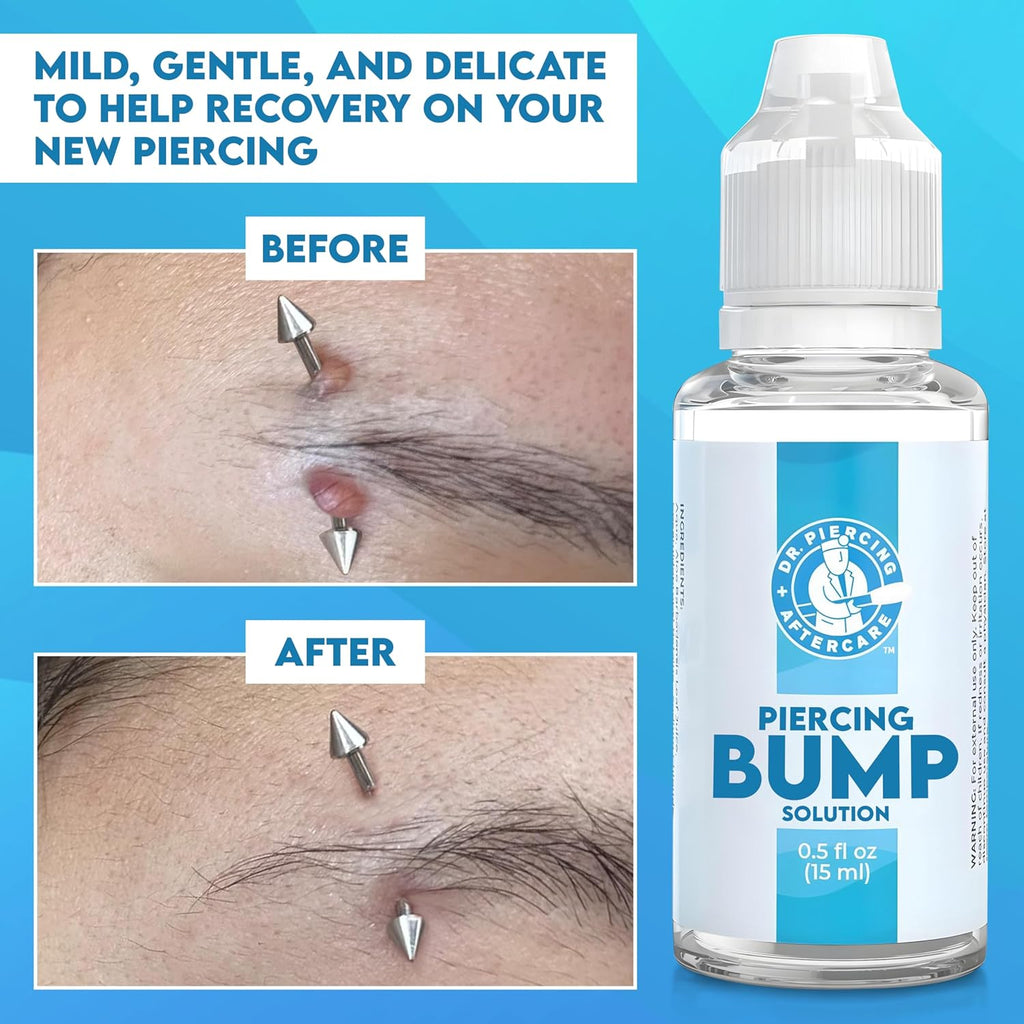 Dr. Piercing Aftercare Keloid Drops – Non-Greasy Saline Solution for Keloid Bump Removal for Piercings - May Reduce Appearance of Nose Piercing Bump, Nose Ear Lip Belly (15 mL)