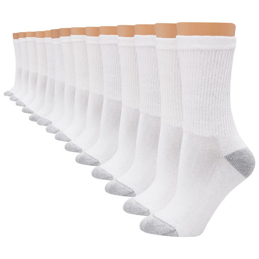 Hanes Women's Value, Crew Soft Moisture-Wicking Socks, Available in 10 and 14-Packs, White-14, 5-9