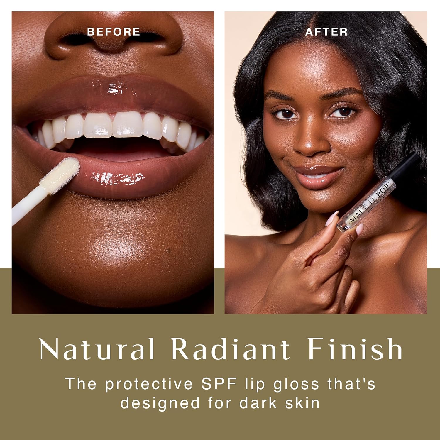 BlackGirlSunscreen BLACK GIRL SUNSCREEN - Make It Pop Sungloss - Revolutionary Sun Protection and Gloss in One - SPF 50 (Cherry Noir)