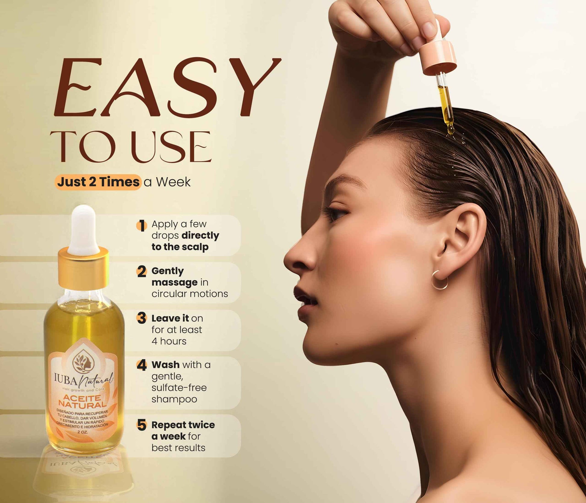 IUBA NATURAL HAIR GROWTH AND CARE Organic Scalp & Hair Oil – Natural hair oil for hair growth and repair – Strengthening hair treatment oil for women & men – Dry scalp solution 2 oz