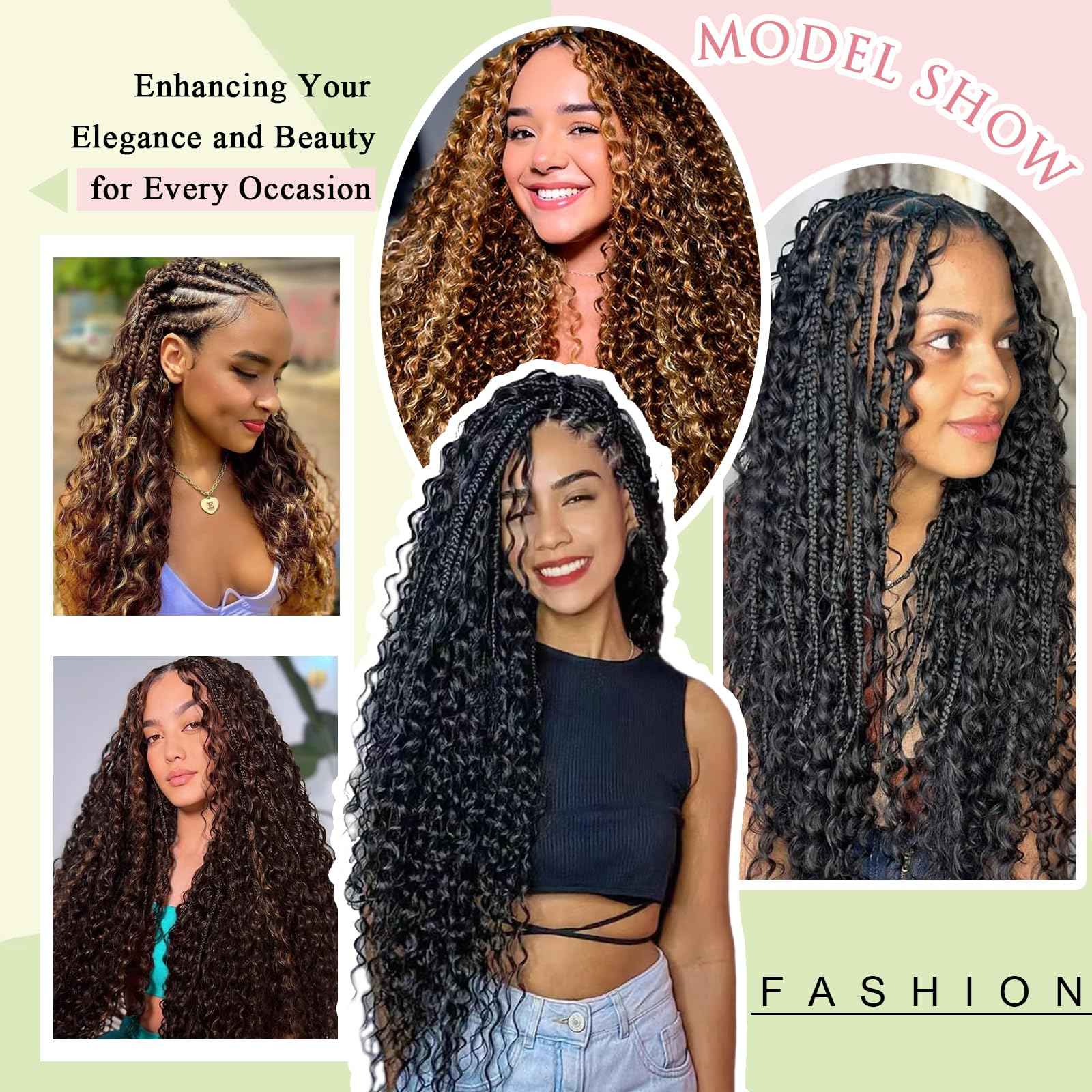 Boho Braids Human Hair for Braiding 110g 20 Inch 12A Deep Water Wave Bulk Human Braiding Hair for Boho Braids Knotless Highligts Wet and Wavy Virgin Extensions Bohemian No Weft Curly 3 Bundles P4/30