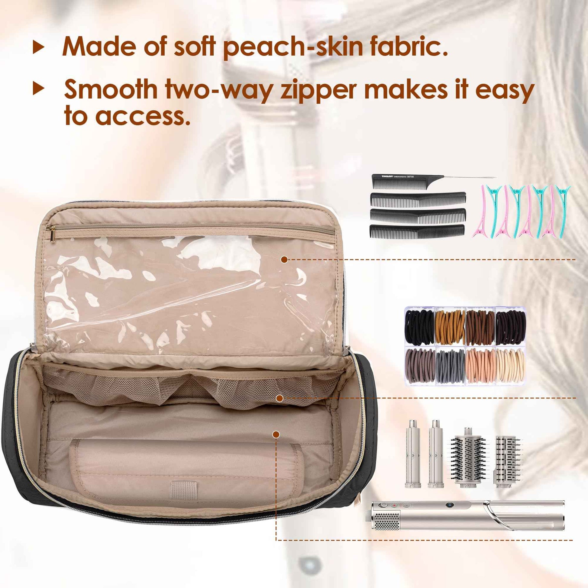 Yarwo 2026 Upgraded Travel Carrying Case Compatible with Shark FlexStyle Styling HD 430/440, Portable Storage Bag for Dyson Airwrap and Hair Styler Attachments, Black (Bag Only)