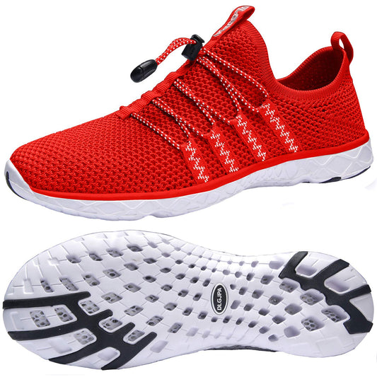 DLGJPA Men's Quick Drying Water Shoes for Beach or Water Sports Lightweight Slip On Walking Shoes Red 7