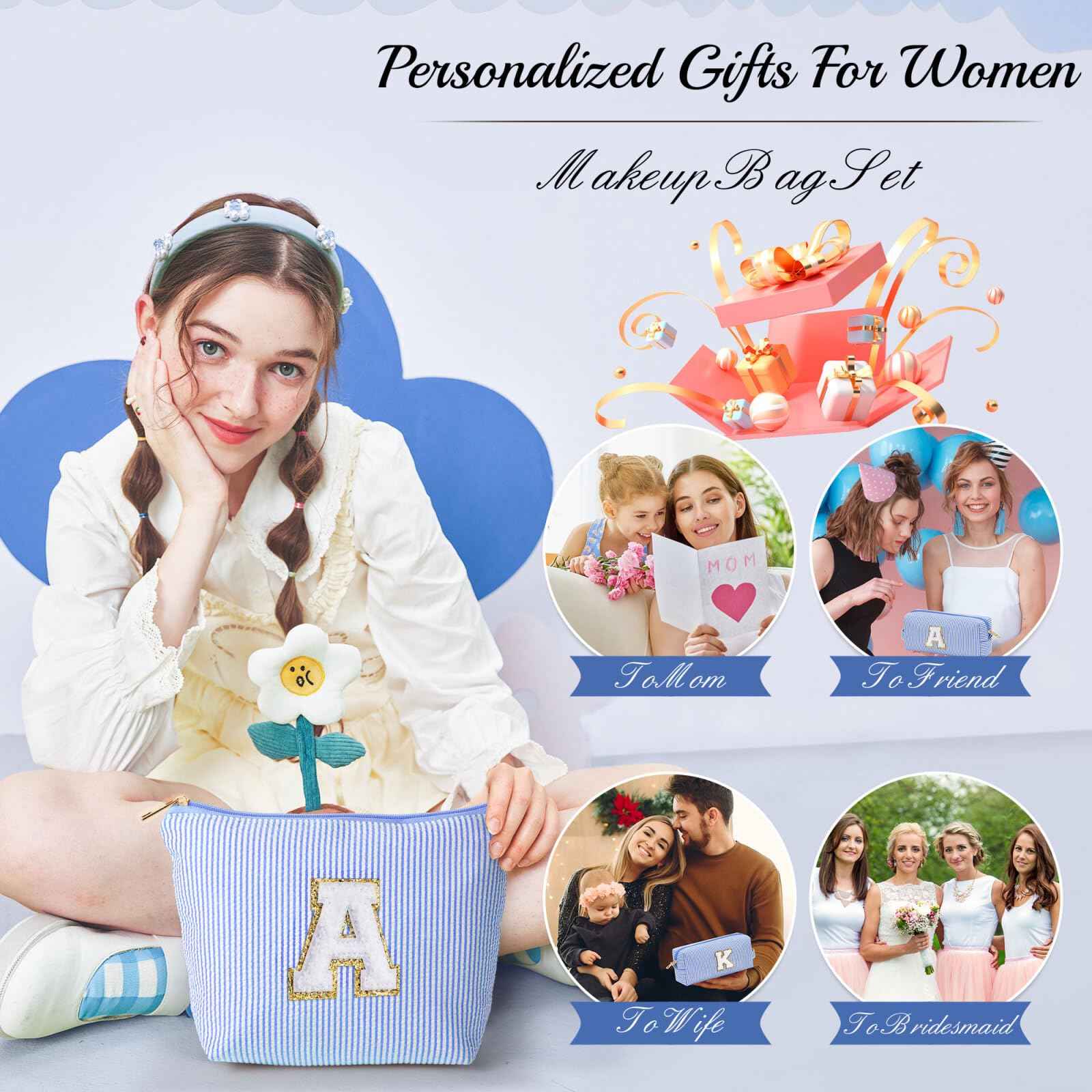 YOOLIFE Makeup Bag & Initial Crossbody Bag Belt Bag