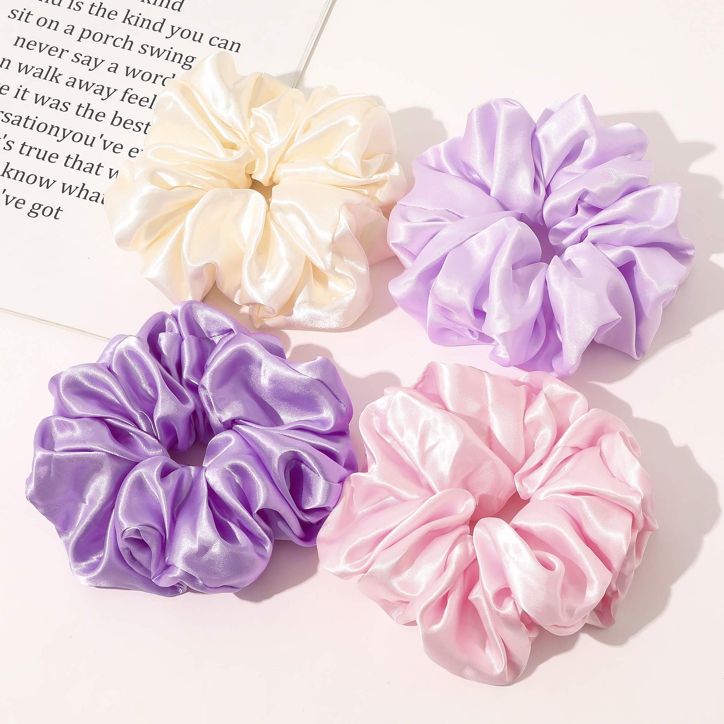 Scrunchies Hair Ties for Women - Big Silk Satin Scrunchie Exra Large Jumbo Gaint Oversized Cute Chiffon Scrunchy for Curl Thick Hair Ligas Para el Cabello De Mujer Hair Accessories Gift for Girls