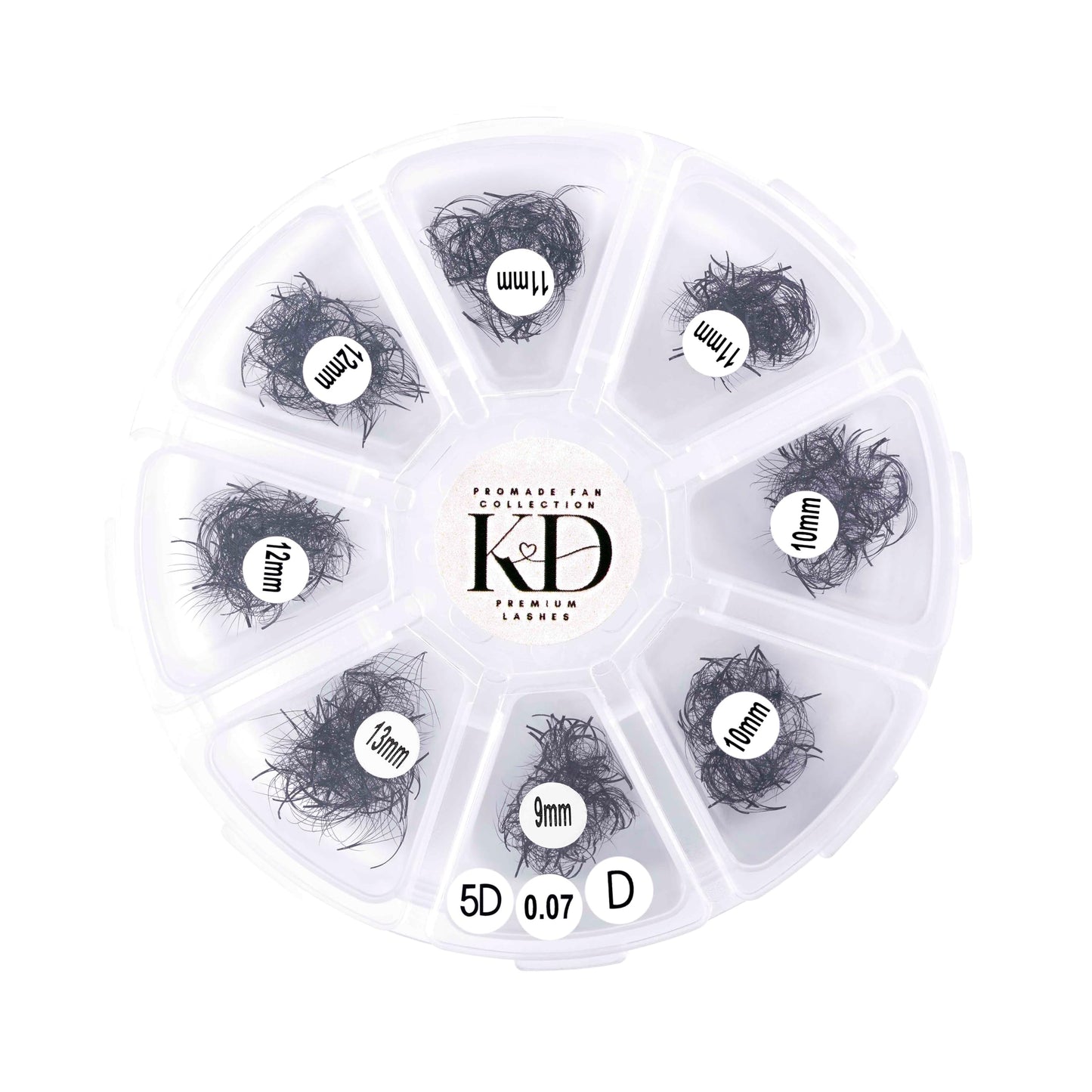 1000 Promade Fan Mix Tray | 3D,4D,5D,9D,12D | 0.05/0.07 Thickness| Size 9-14mm Mix Length C,D Curl Mutiple Options,Handmade Loose Promade Lash Fans Extensions. (MIX 10MM- 14MM, 5D-0.07-C)