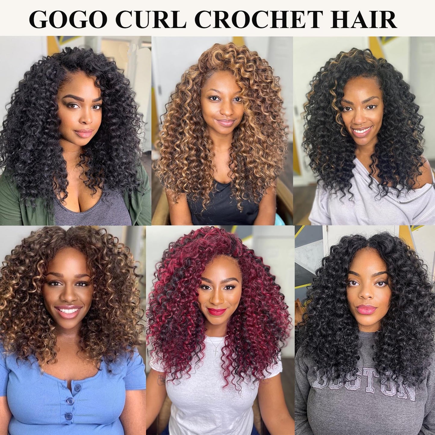 Curly Crochet Hair 14 Inch GoGo Curl Crochet Hair for Women Short Beach Curl Crochet Braids for Women 7 Packs Deep Curly Braiding Hair for Boho Braids (14 Inch, 1B)