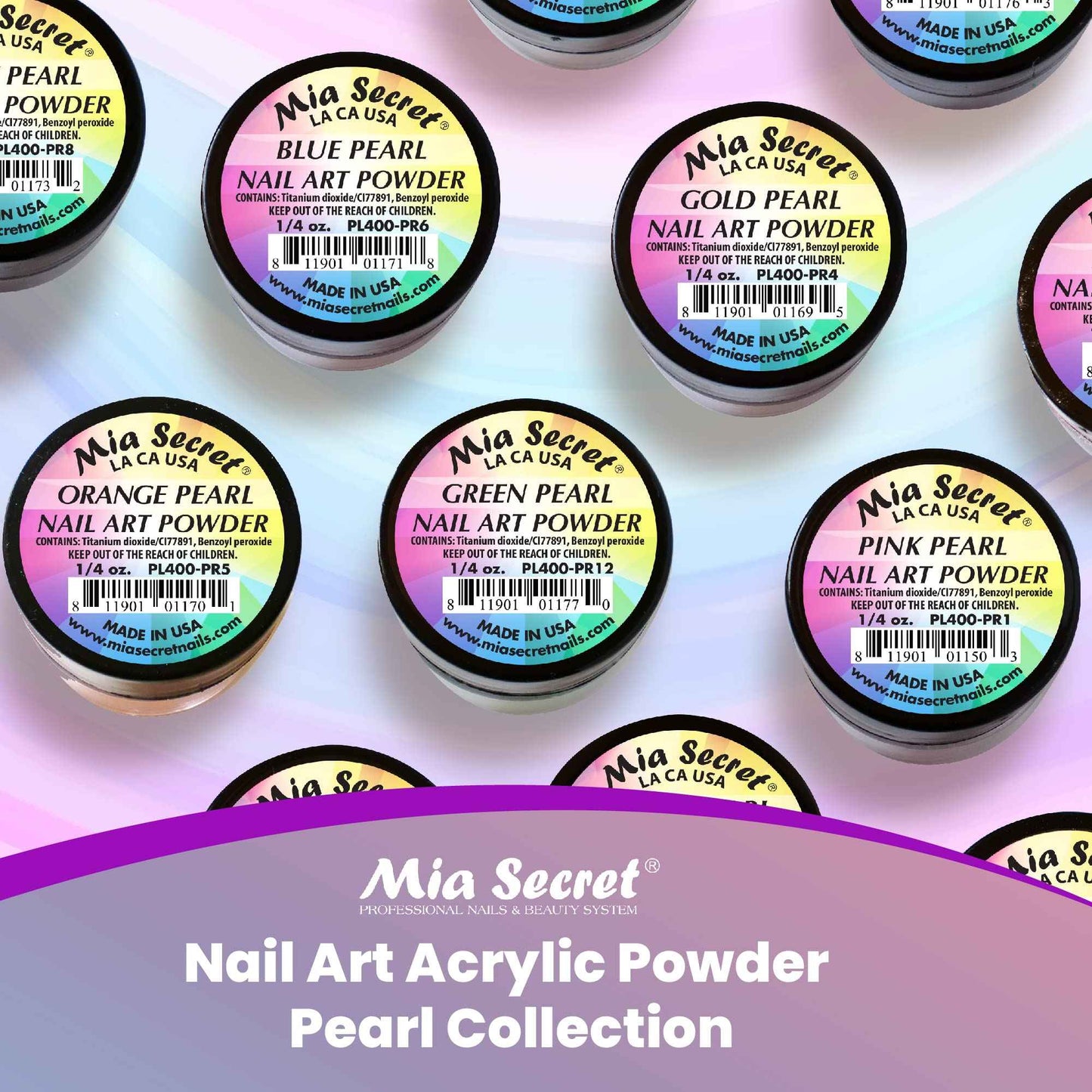 12 Colors Mia Secret Acrylic Pearl Collection Professional Acrylic Nail System Powder 0.25oz/ea.