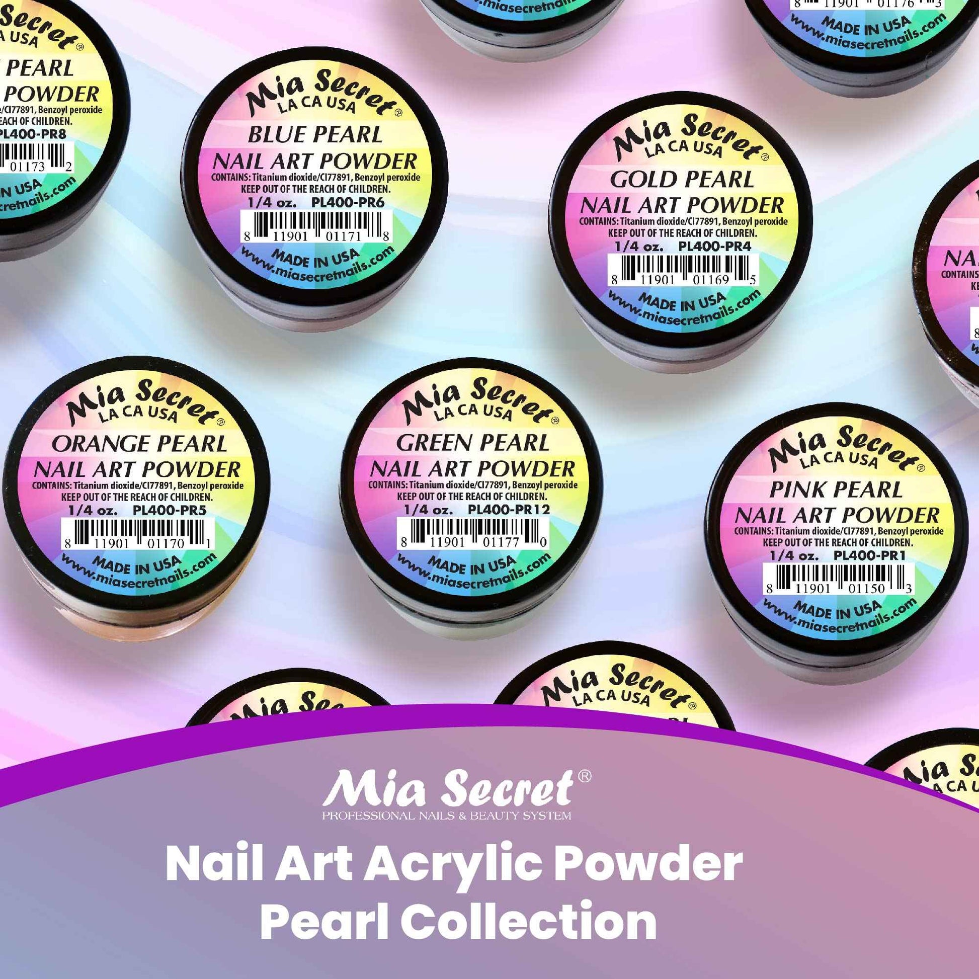 12 Colors Mia Secret Acrylic Pearl Collection Professional Acrylic Nail System Powder 0.25oz/ea.