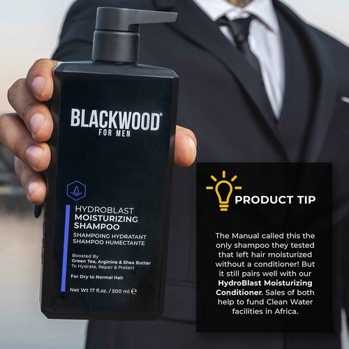 Blackwood For Men Hair & Beard Hydrator Spray (4oz) + Hydroblast Moisturizing Shampoo (17oz) Bundle - Vegan & Natural Leave-In Conditioner