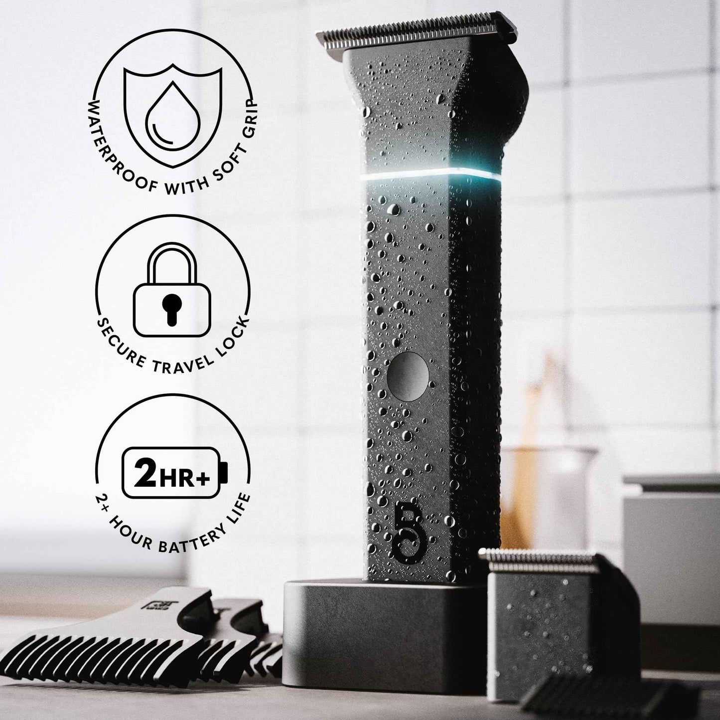 The Beard Club Manscape Body Hair Trimmer for Men, Pubic Hair Trimmer for Men & Ball Trimmer - Mens Body Shaver, Ceramic Blade Ball Shaver - Rechargeable, Electric, Waterproof Wet or Dry Clippers