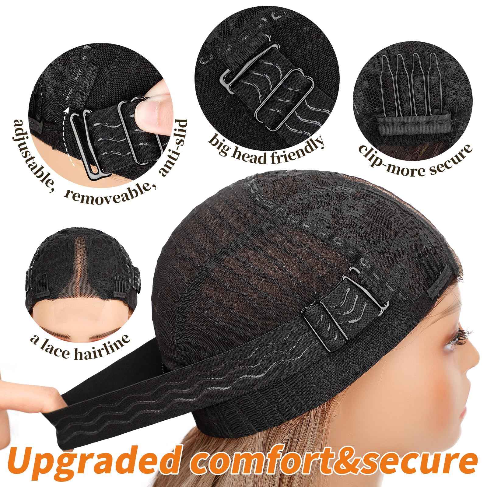 Nnzes Long Ombre Brown Gold Mixed Honey Blonde Wavy Wig 4x1 Lace Natural Hairline Middle Part Curly Heat-Resistant Synthetic Fiber for Women & Beginners Daily Party Use 26In