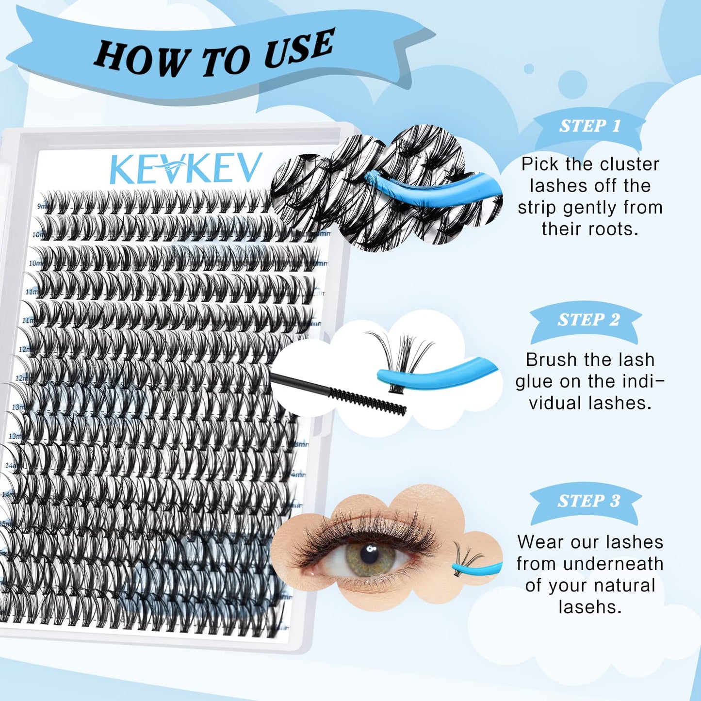 300 Pcs Individual Lashes Lash Clusters DIY Lash Extension Cluster Lashes that Look Like Eyelash Extensions Self Applicaton at Home Volume Dramtic Look(30D, C-14-20mix)