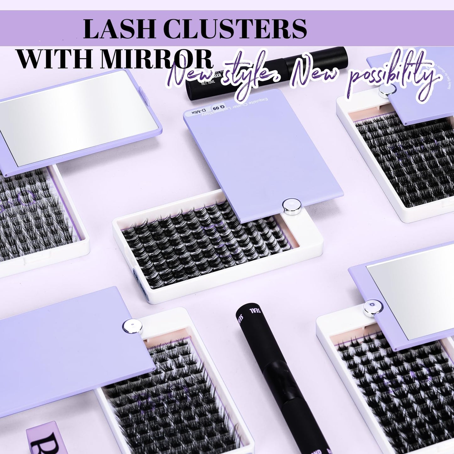 Lash Clusters D Curl 8-16MIX 96 PCS Eyelash Clusters Wispy with 360° Rotatable Mirror Cluster Eyelash Extensions Natural Lash Clusters Lashes Wispy Diy Lash Extensions Clusters (Q03,D 8-16MIX)