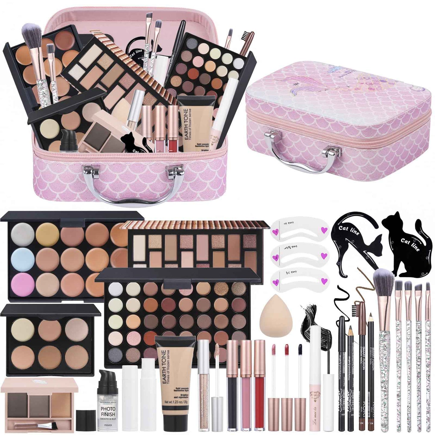 Travel Makeup Kit, Makeup Set For Teen Girls, Make up Gift Set For Women with Makeup Box, Eyeshadow Palettes, Foundation, Concealer, brushes set (Colors 40)