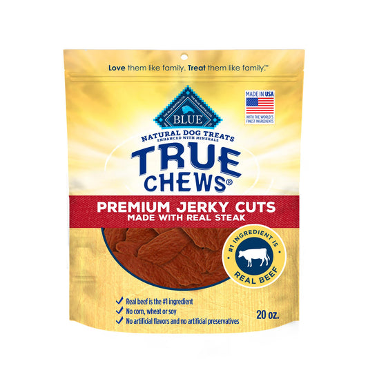 Blue Buffalo True Chews Premium Jerky Cuts Dog Treats, Made in the USA with Natural Ingredients, Beef, 20-oz. Bag