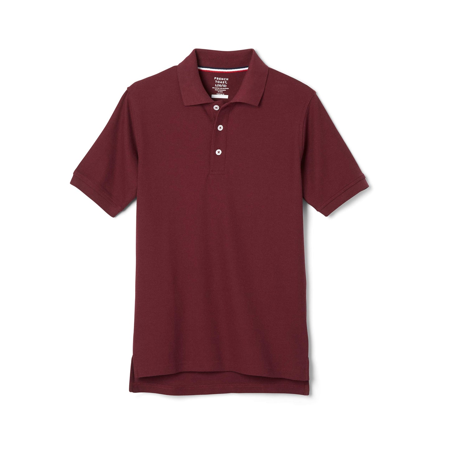 French Toast Little Boys' Short Sleeve Pique Polo, Burgundy, 2T