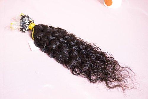 Lanmingo Invisible Micro Link Human hair extensions wet loose wave 50Strands dark brown #2 Curly Micro Loop Ring hair extensions 100% Remy Human Hair for women
