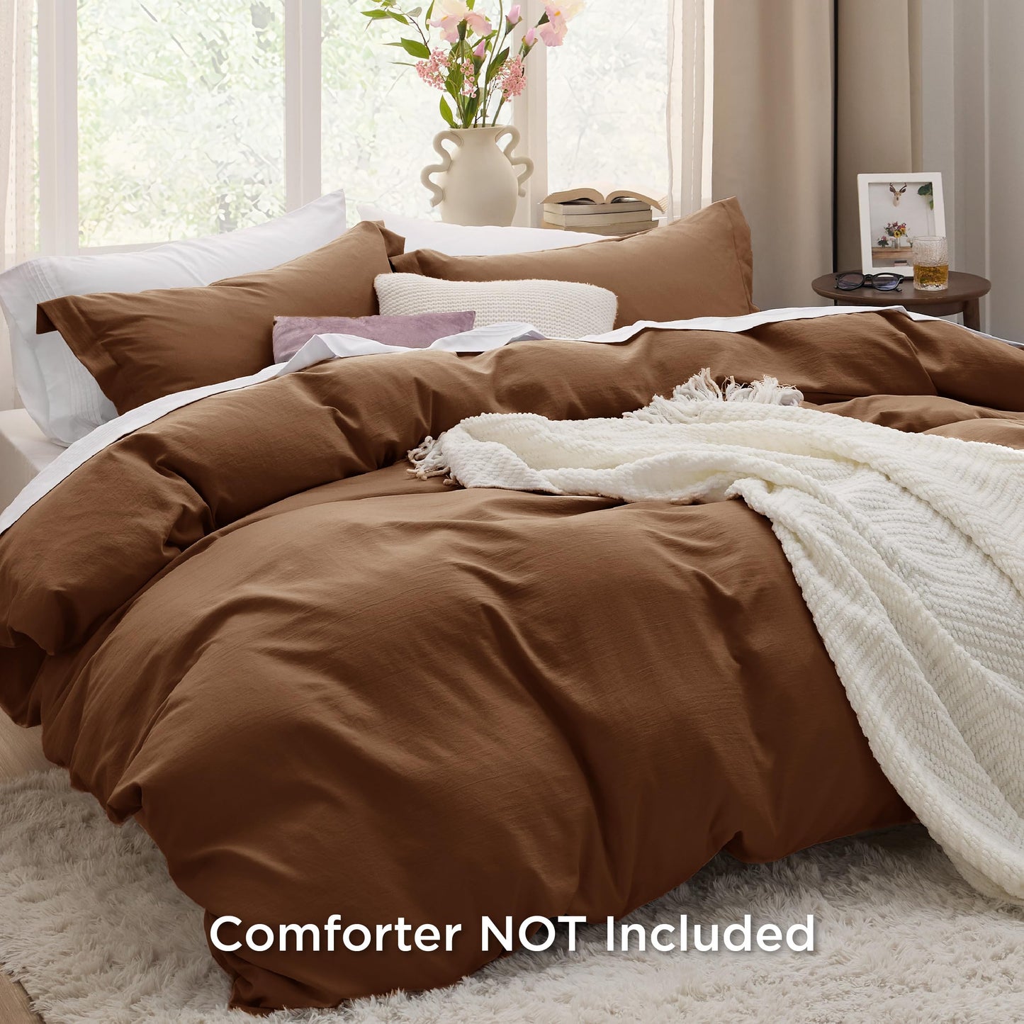 Bedsure Brown Twin Duvet Cover Set - Soft Prewashed Duvet Cover Twin Size, 2 Pieces, 1 Duvet Cover 68x90 Inches with Zipper Closure and 1 Pillow Sham, Comforter Not Included