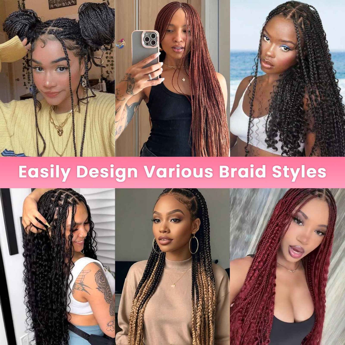 WOWANGEL Human Braiding Hair For Boho Braids 100g,100% Unprocessed Brazilian Virgin Hair, 12A Deep Wave Knotless Bohemian Bundles, Curly Hair Extensions,2 Bundles,Natural Black(1B),16 Inch