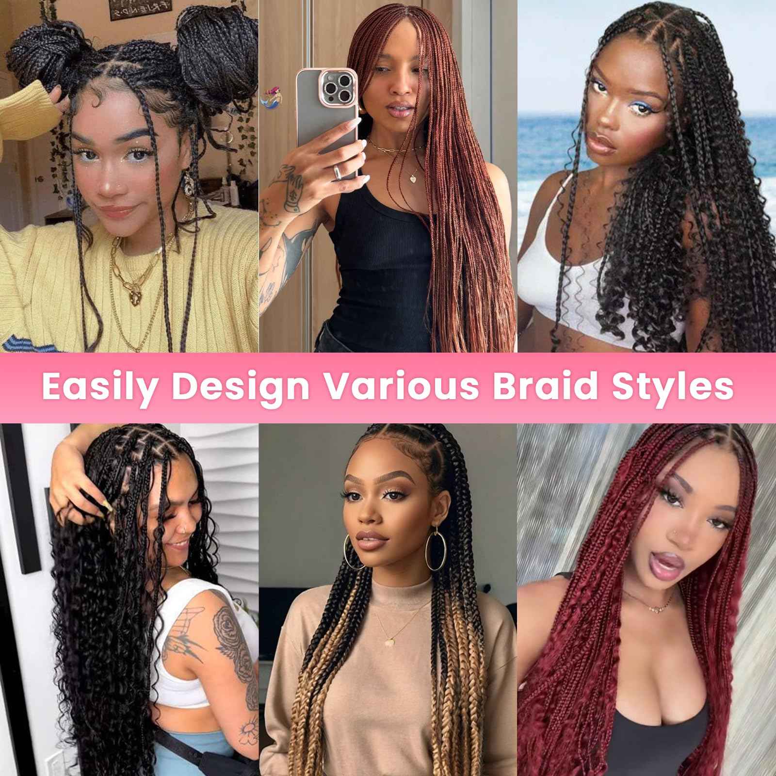 WOWANGEL Human Braiding Hair For Boho Braids 100g,100% Unprocessed Brazilian Virgin Hair, 12A Deep Wave Knotless Bohemian Bundles, Curly Hair Extensions,2 Bundles,Natural Black(1B),16 Inch