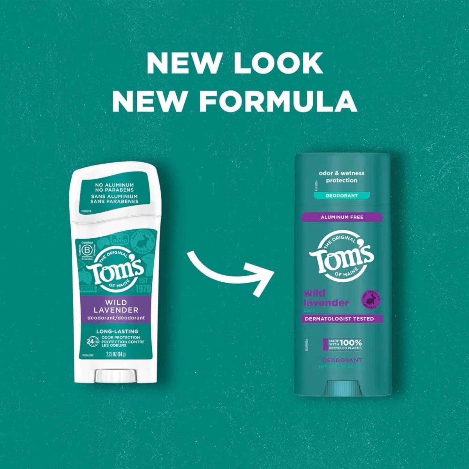 Tom's of Maine Natural Long-Lasting Deodorant Stick Lavender 2.25 Oz (Pack of 5)